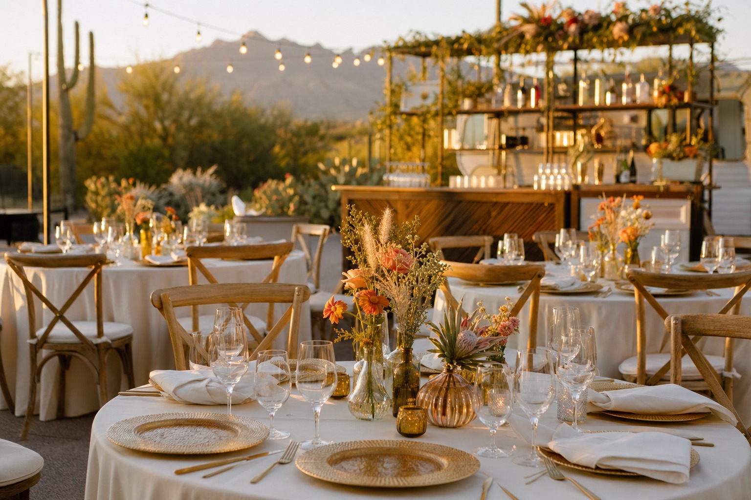 Bar and table setup at a company event